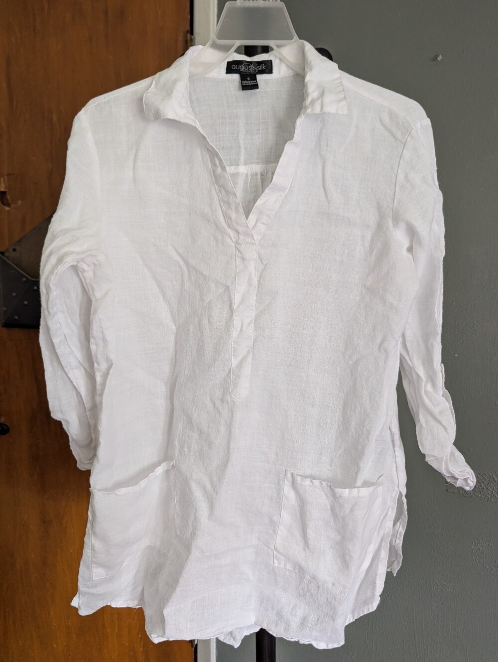 august silk White Linen Tunic Shirt